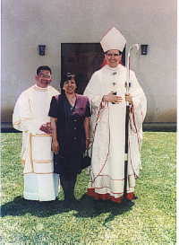 Deacon Rolando at his ordination w/ Cardinal Mahoney